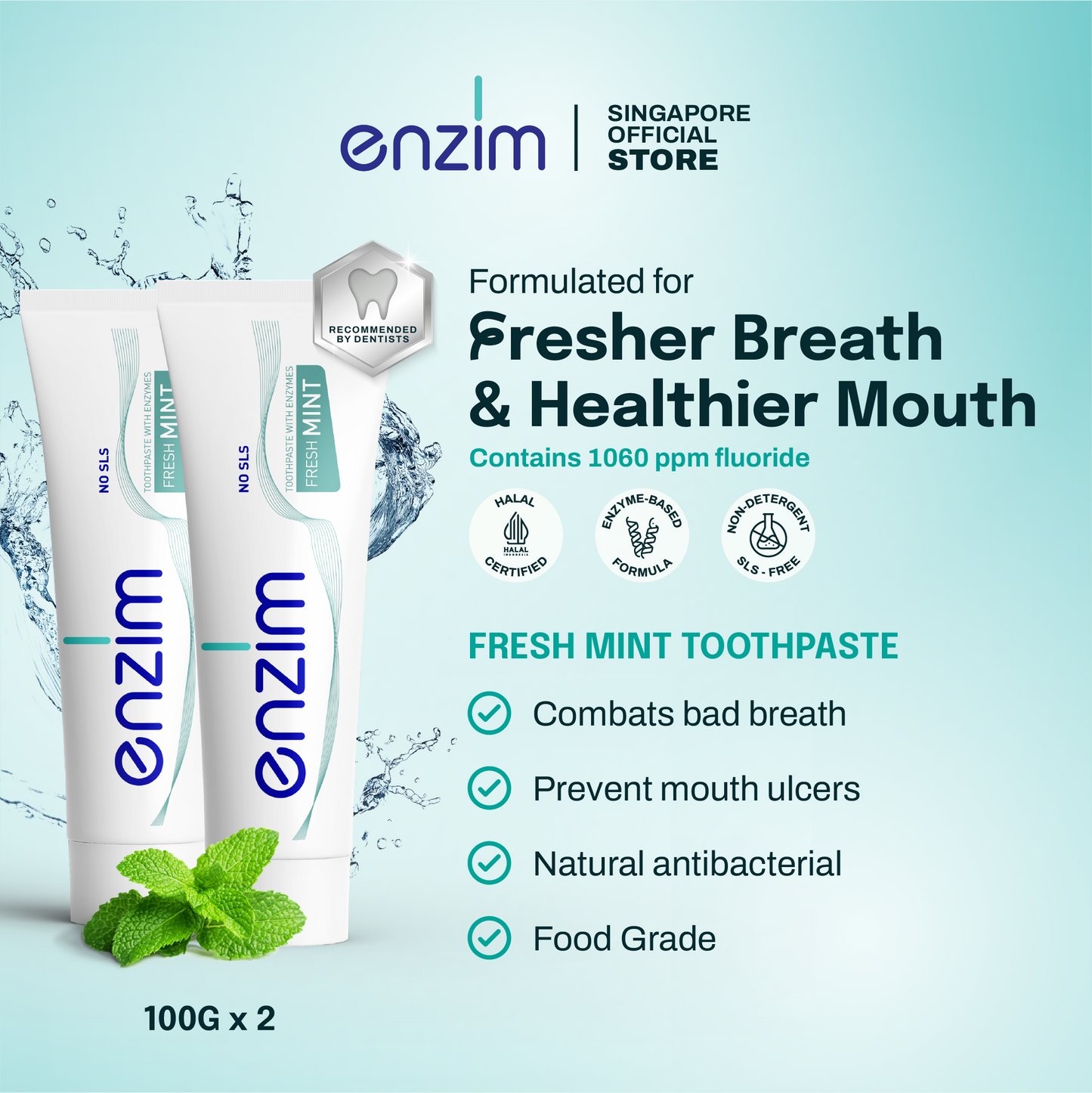 Bundle of 2: FRESH MINT Toothpaste