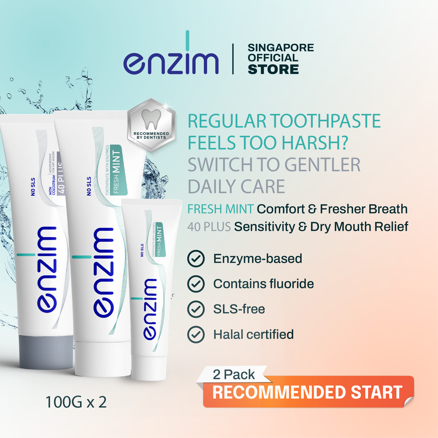 Bundle of 2: FRESH MINT + 40 PLUS Toothpaste