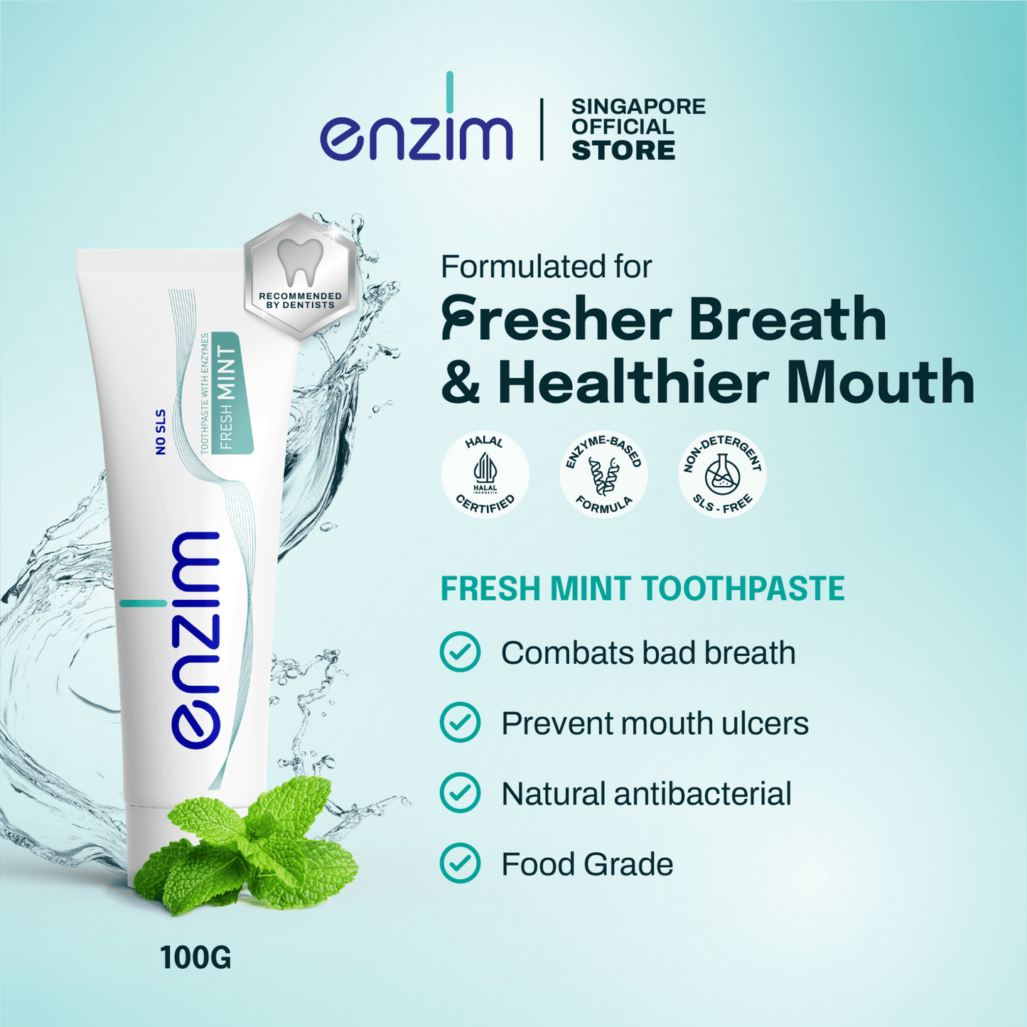 Bundle of 2: FRESH MINT + 40 PLUS Toothpaste - Enzim Singapore
