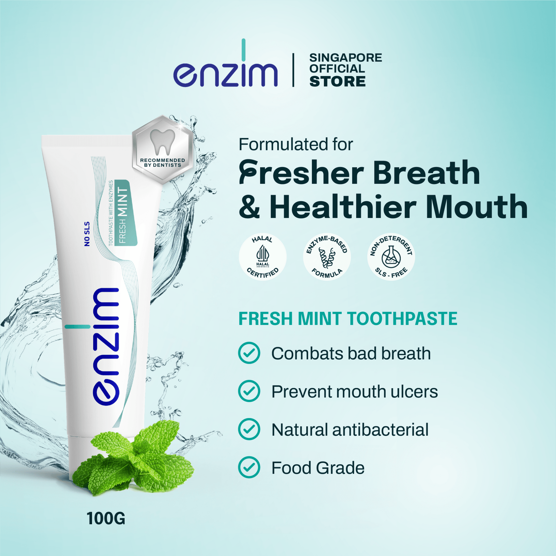 Bundle of 2: FRESH MINT + 40 PLUS Toothpaste - Enzim Singapore
