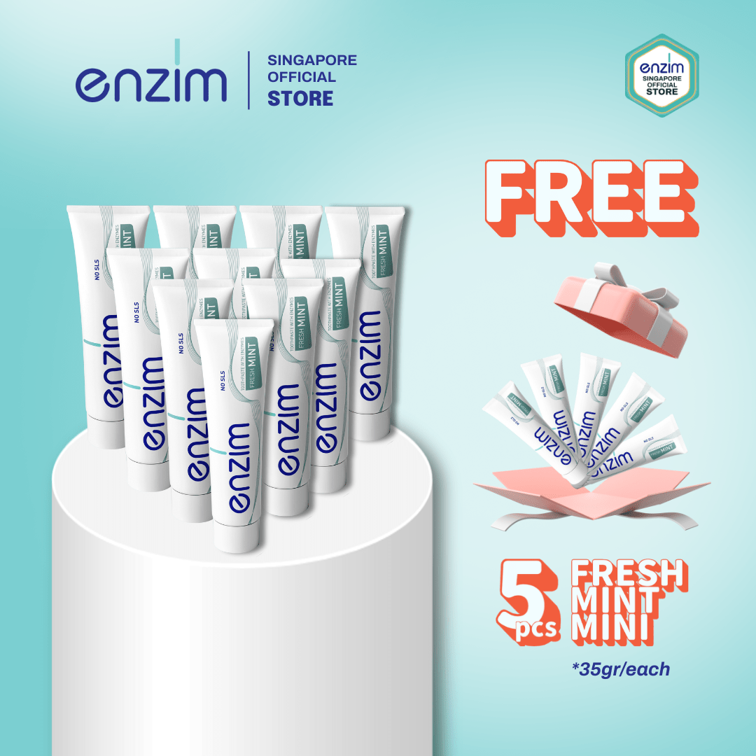 Family Bundle of 10 FRESH MINT Toothpaste - Enzim Singapore