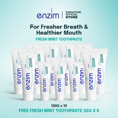Family Bundle of 10 FRESH MINT Toothpaste - Enzim Singapore