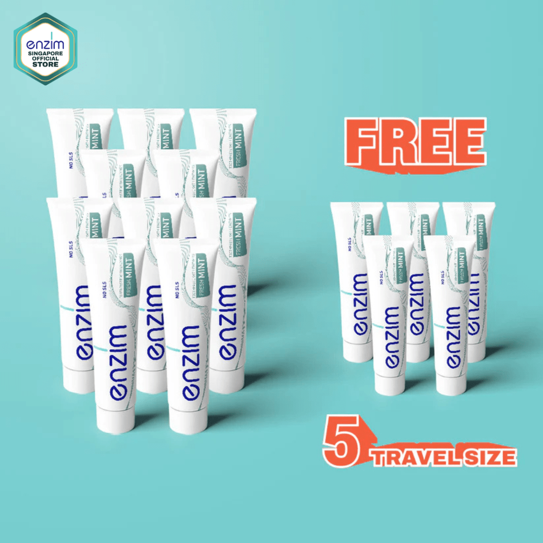 Family Bundle of 10 FRESH MINT Toothpastes - Enzim Singapore
