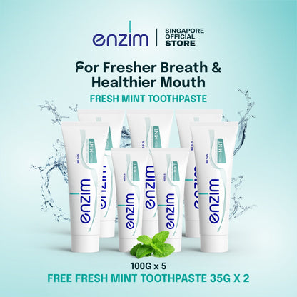 Family Bundle of 5 FRESH MINT Toothpaste - Enzim Singapore