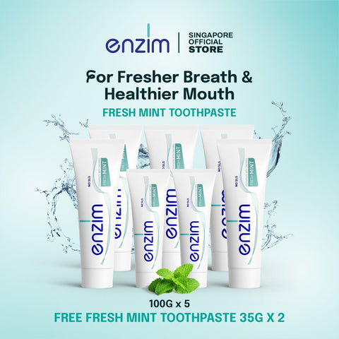 Family Bundle of 5 FRESH MINT Toothpaste - Enzim Singapore