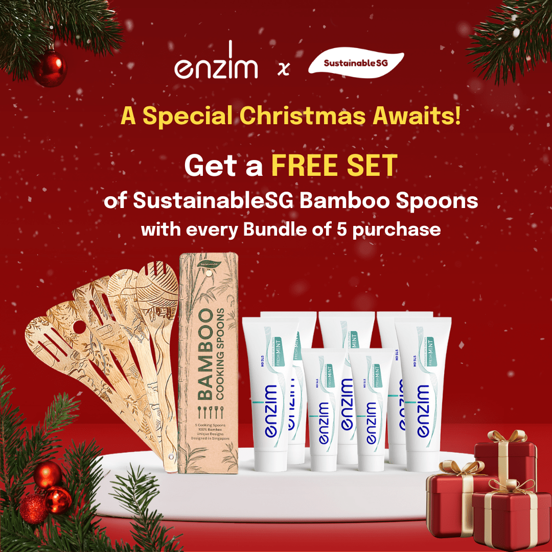 [FREE EXCLUSIVE CHRISTMAS GIFT] Bundle of 5 FREE 2: FRESH MINT Toothpaste - Enzim Singapore